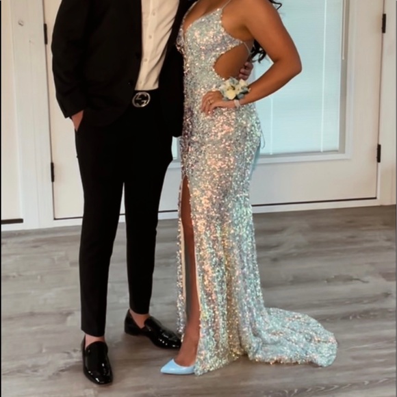 light blue sequin prom dress - Picture 3 of 3